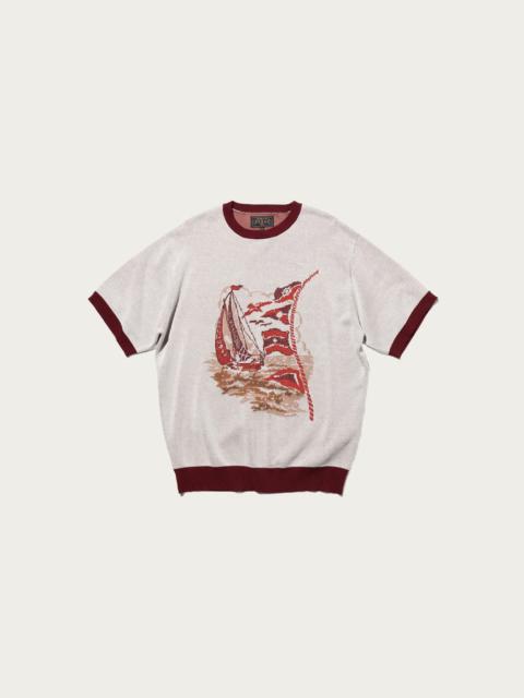 BEAMS PLUS Knit Tee Jacquard - Sailing