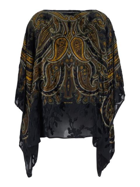Etro Etro Women Cape With Devoré Details And Multicolored Tech Fabric For Women