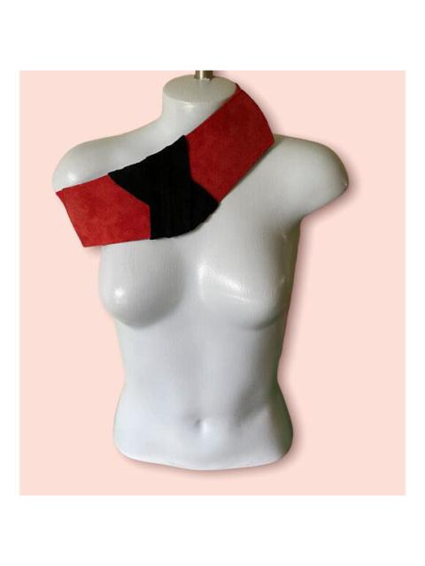 Other Designers Vintage 80s Patricia Green Red Black Leather Suede Belt 3 Inch Wide WOMENS M