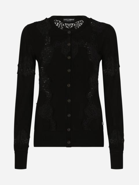 Dolce & Gabbana Cashmere and silk cardigan with lace inlay