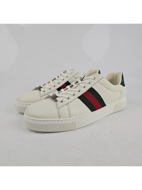 GUCCI GUCCI Ace Women's White/Green Leather Low Top Sneakers New (