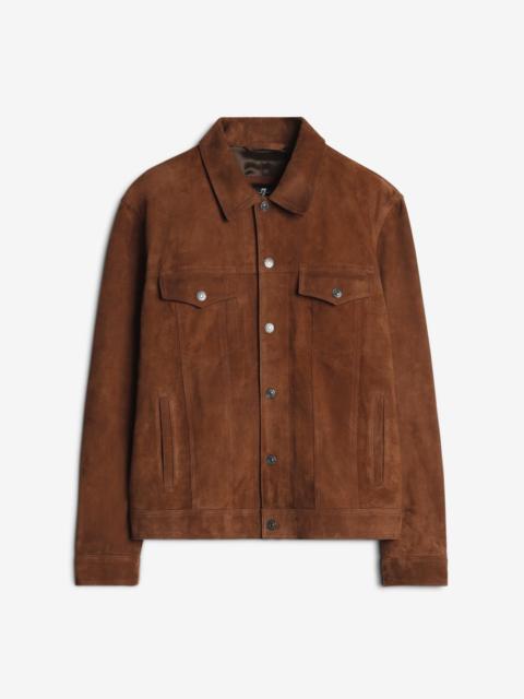7 For All Mankind Suede Trucker Jacket in Camel