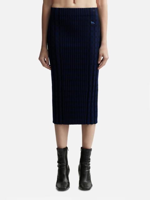 Maison Kitsuné CHECK RIBBED MIDI SKIRT