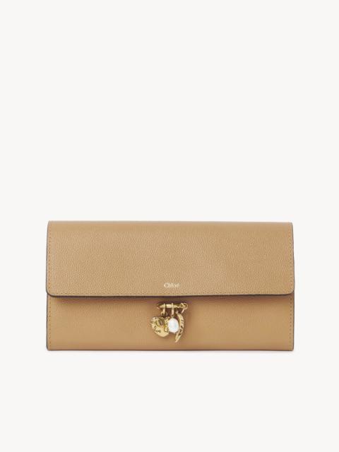 Chloé CHLOÉ CHARMS LONG WALLET WITH FLAP IN GRAINED LEATHER