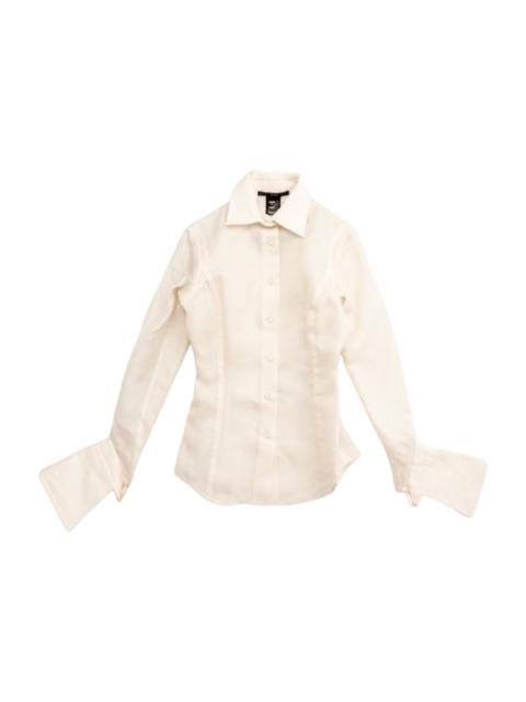 Other Designers Vintage Gianfranco Ferre Organza Shirt with Oversized Cuffs