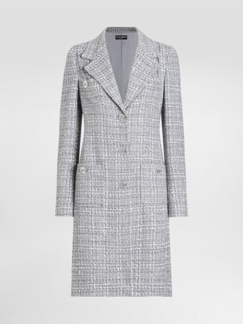 Single-breasted lamé tweed bouclé coat