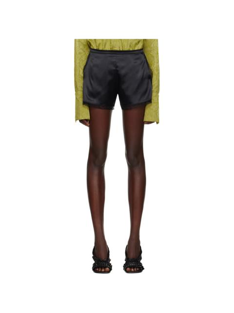 Dries Van Noten Black Silk Mini Shorts