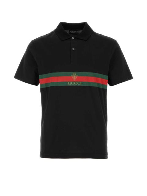 GUCCI Gucci Men Black Cotton Polo Shirt