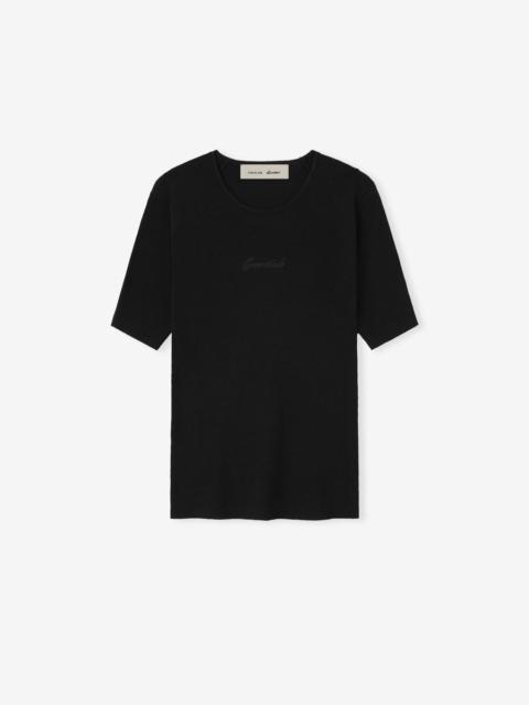 ESSENTIALS Womens Signature Rib Knit Fitted Short Sleeve Tee