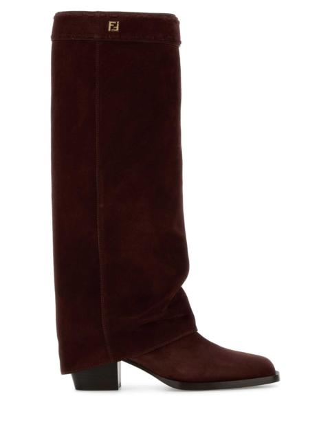 FENDI Fendi Women Burgundy Suede Minerva Boots