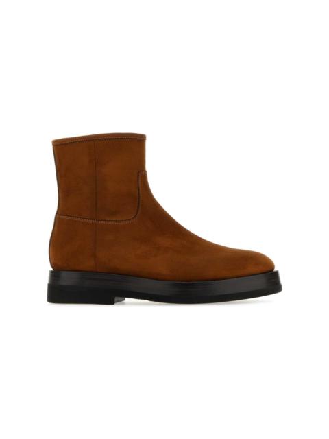 Santoni Caramel Suede Ankle Boots