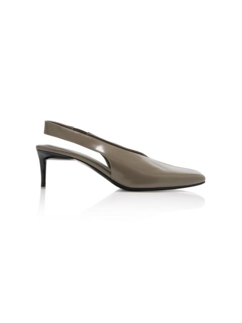 ST. AGNI Square Toe Slingback Leather Pumps grey