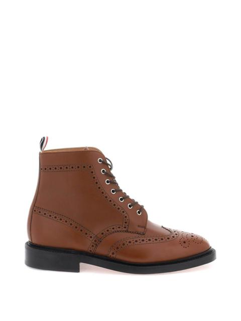 THOM BROWNE WINGTIP ANKLE BOOTS WITH BROGUE DETAILS