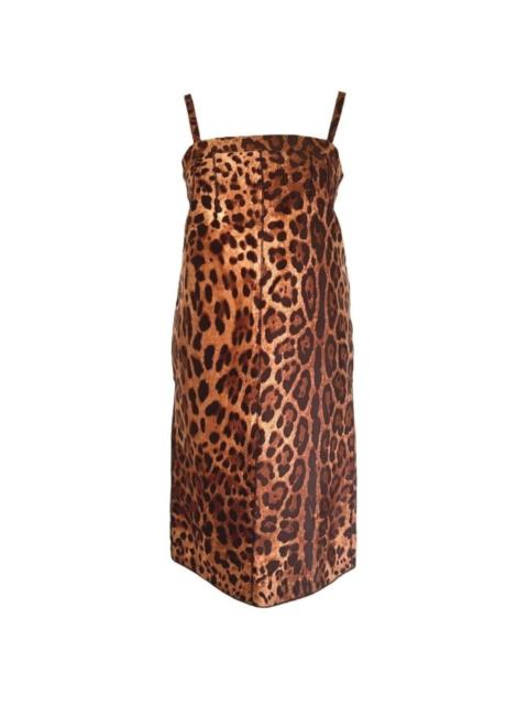 Dolce & Gabbana Leopard  Printed Silk Dress
