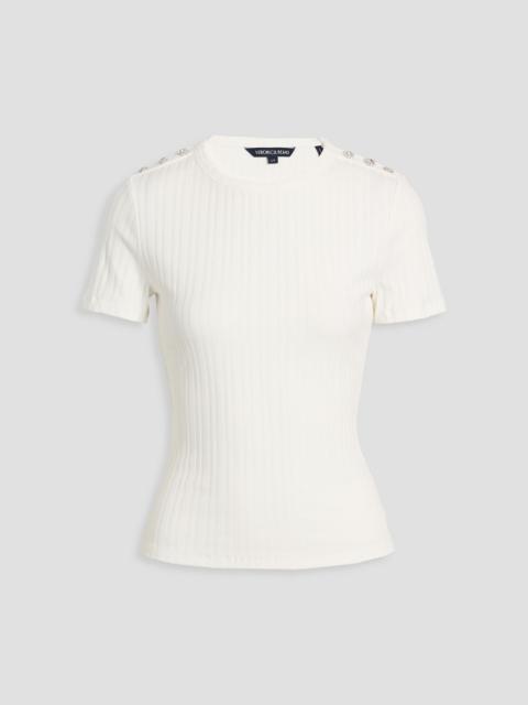 VERONICA BEARD Draya embellished ribbed cotton-blend top