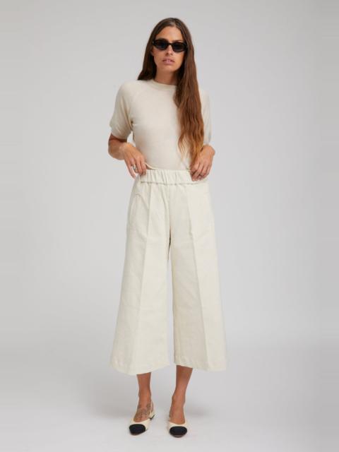 SPRWMN VINTAGE WHITE CORDUROY CULOTTE PANTS