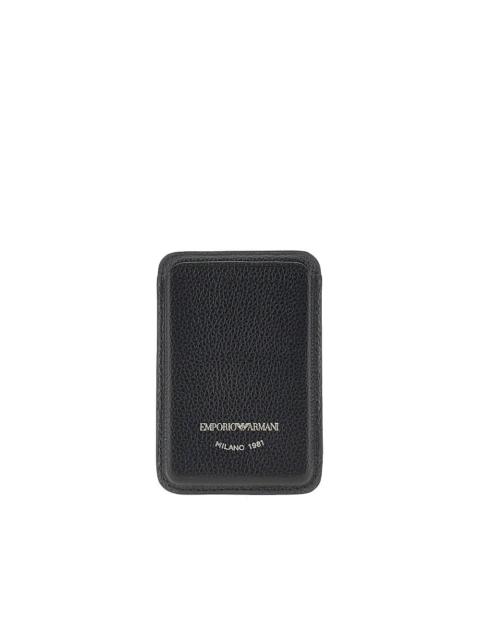 EMPORIO ARMANI Emporio Armani Grained Leather Magnetic Card Holder Black