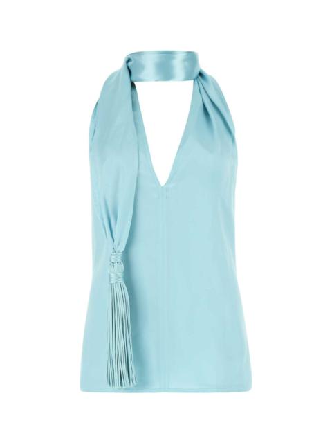 Bottega Veneta Pastel Light-blue Satin Top