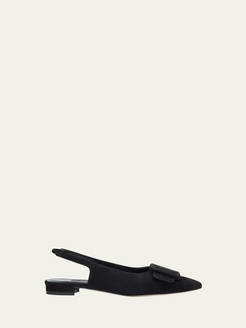 Manolo Blahnik Maylura Suede Slingback Ballerina Flats