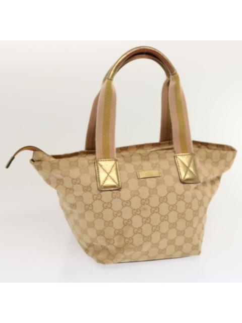 GUCCI GUCCI GG Canvas Sherry Line Hand Bag Beige Gold Pink