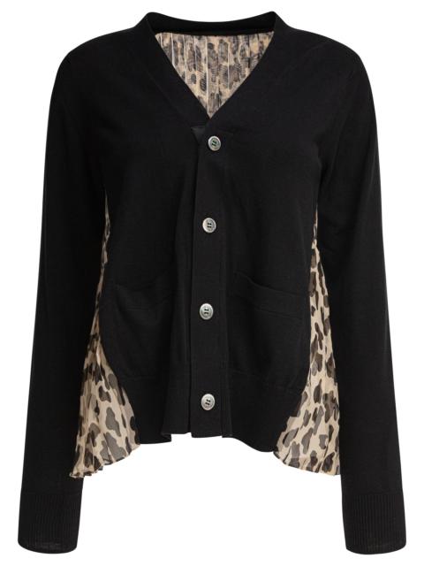 sacai Sacai Leopard Print X Knit Cardigan