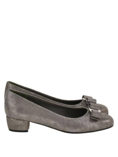 FERRAGAMO Ferragamo Vara Bow Metallic Pumps, Size 7 C