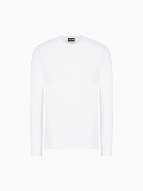 GIORGIO ARMANI Stretch viscose jersey jumper with crew neck and long sleeves