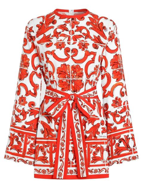 Dolce & Gabbana Dolce & Gabbana Women Majolica-Print Silk Charmeuse Shirt