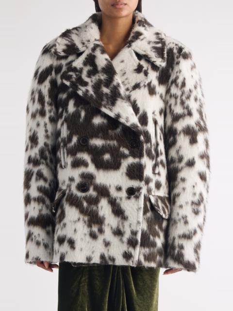 Dries Van Noten Dries Van Noten Vafel Cow Print Faux Fur Jacket in Brown at Nordstrom