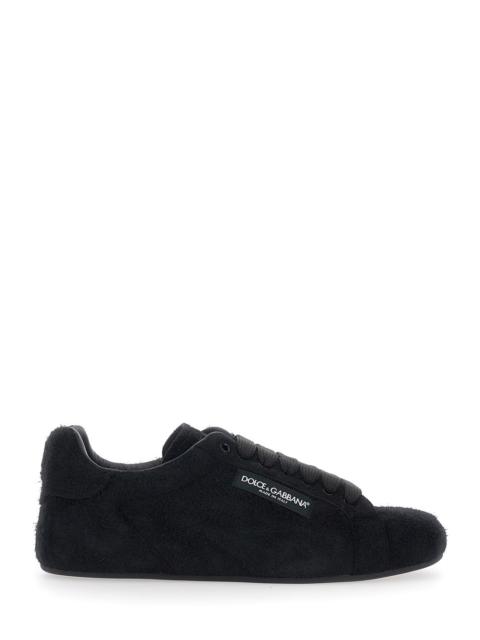 Dolce & Gabbana Dolce & Gabbana Men 'Portofino' Black Sneakers With Logo Patch On The Side And Logo On The Tongue In