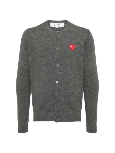 Comme des Garçons PLAY UNISEX ROUND-NECK CARDIGAN RED HEART - GREY