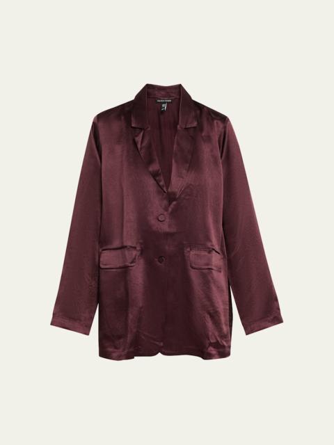 EILEEN FISHER Single-Breasted Textured Satin Blazer