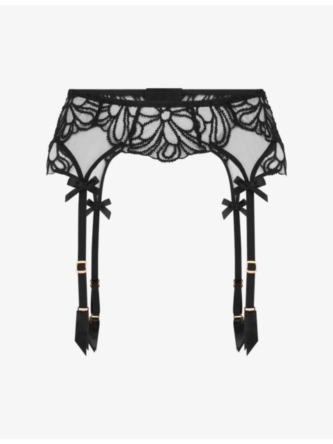 Agent Provocateur Nelle Embroidered Mesh Suspender Belt