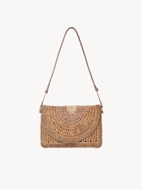 Chloé SUMMER BANANA FLAT POUCH WITH STRAP IN RAFFIA