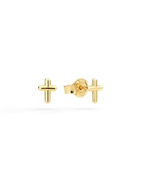 DoDo YELLOW GOLD MINI CROSS STUD EARRINGS
