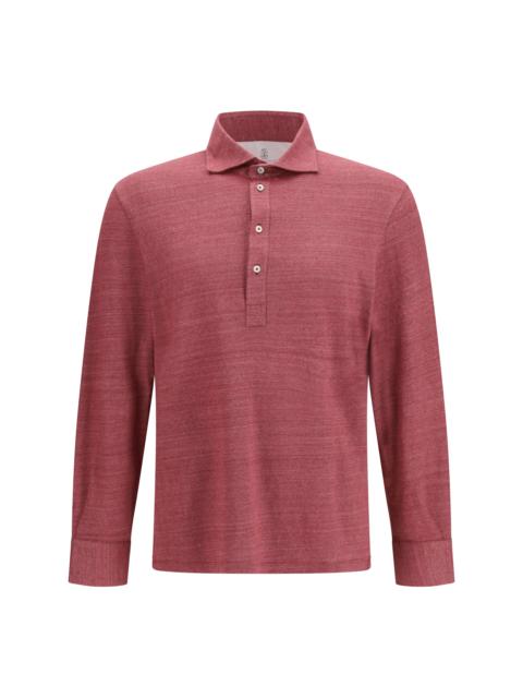 Brunello Cucinelli Brunello Cucinelli Men Long-Sleeve Polo In Mélange Linen And Cotton Jersey