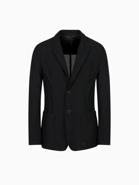 GIORGIO ARMANI Icon single-breasted jacket in technical waffle fabric