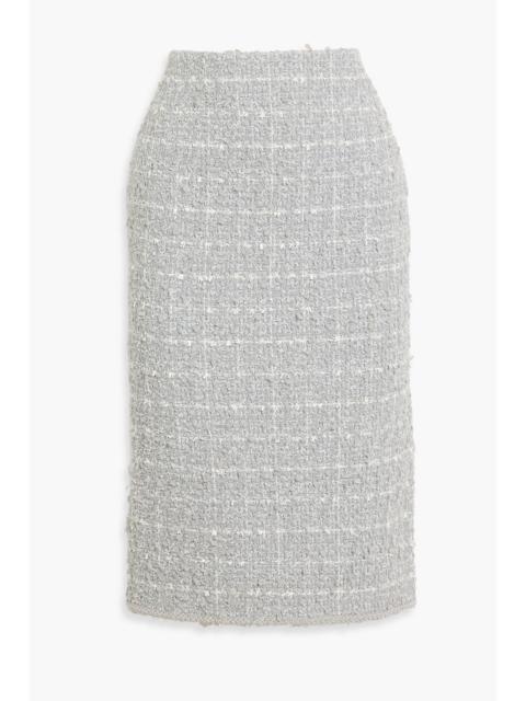 Thom Browne Bead-embellished wool-blend tweed midi pencil skirt