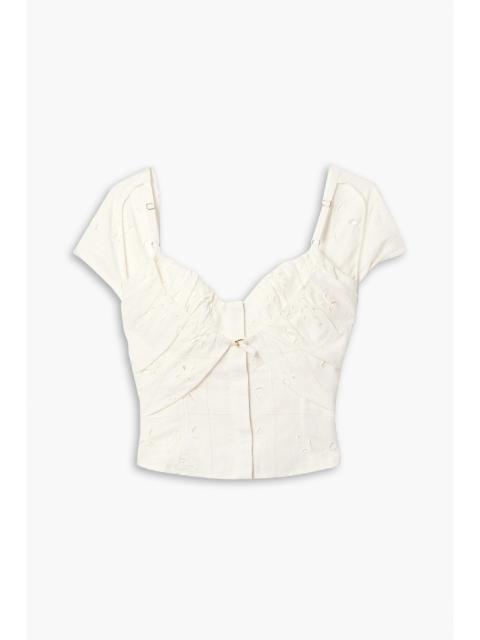 JACQUEMUS Tovallo cutout broderie anglaise linen-blend bustier top