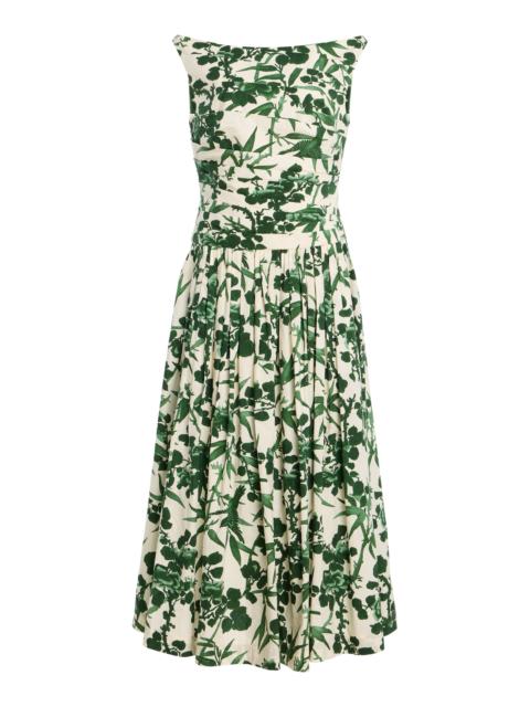 Cara Cara Zora Toile Cotton Midi Dress green