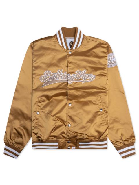 A BATHING APE® BASEBALL VARSITY JACKET - BEIGE