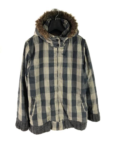 Other Designers Japanese Brand - LAST CALL💥SKY BOMBER PLAID WINTER JACKET FUR HOODIE