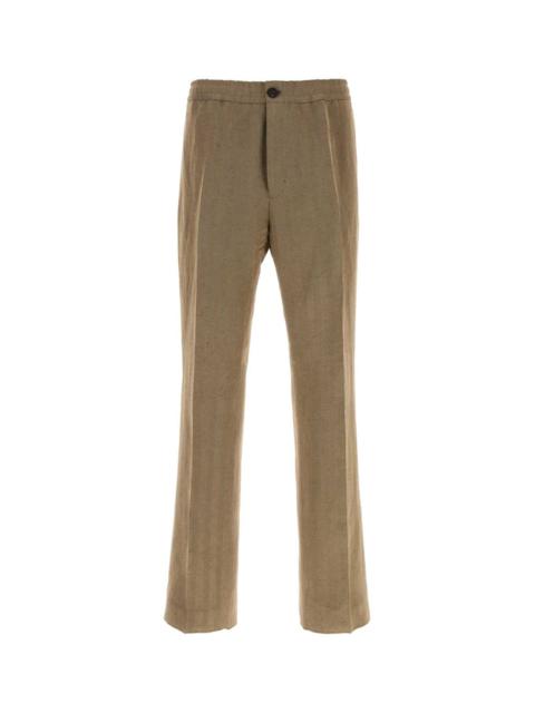 FERRAGAMO Salvatore Ferragamo Men Cappuccino Linen Blend Pant