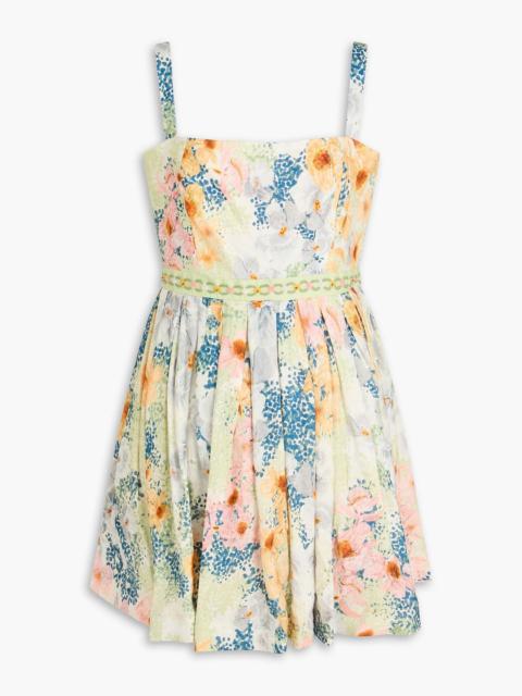 Agua by Agua Bendita Sapucai Florecer embroidered floral-print linen mini dress
