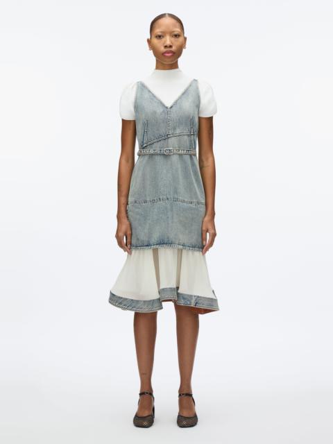 3.1 Phillip Lim Denim V Neck Dress with Chiffon Hem