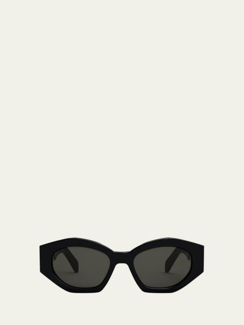 CELINE Men's Triomphe Acetate and Nylon Oval Sunglasses