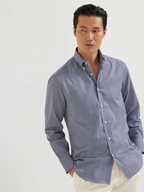 Brunello Cucinelli Microcheck cotton basic fit shirt with button-down collar