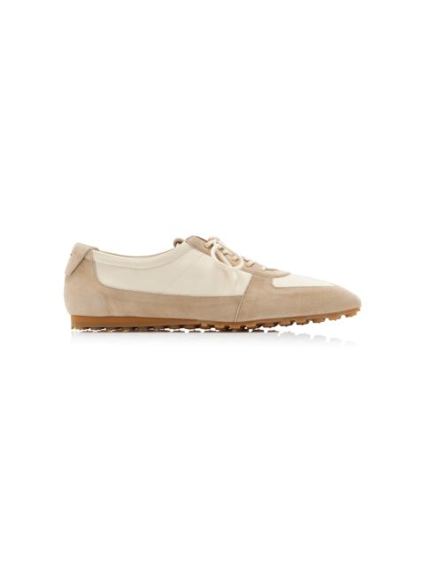 Aeyde Uma Suede-Trimmed Satin Sneakers neutral