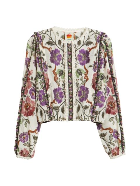 FARM RIO FARM Rio Rococo Floral Lace Trim Blouse in Rococo Flowers Cream at Nordstrom