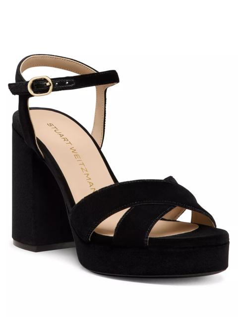Stuart Weitzman Women's Dayna Velvet Platform Sandals